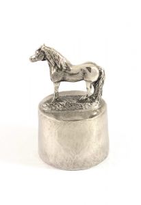 Paard staand urn zilvertin