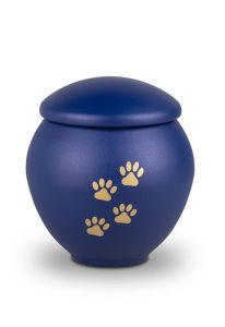 Dierenurn met goudkleurige dierenpootjes blauw