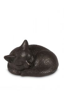 Bronzen mini urn 'Slapende kat'