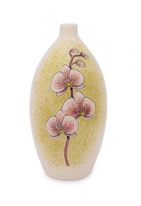 Handbeschilderde mini urn 'Orchidee' roze-wit
