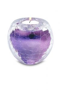 Theelicht mini urn van kristalglas craquelé lila