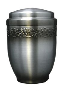 Metalen urn grijs 'Bladeren'