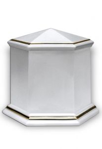 Urn porselein zeshoekig zilveren band