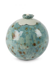 Keramische urn 'Lotus' turquoise