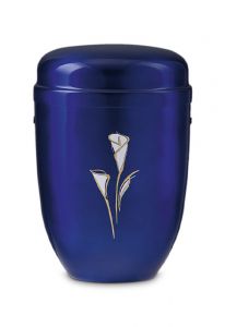 Urn van staal blauw 'Klaproos'