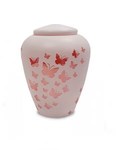 Glazen urn 'Dansende vlinders' wit