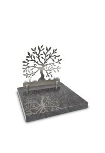 Urnenmonument van graniet met RVS Levensboom