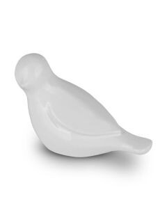Keramische mini urn ‘Whistling Bird’ wit
