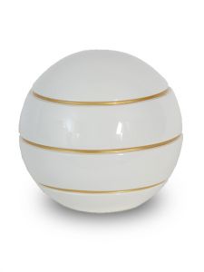 Glasfiber urn 'Atlas' wit met goudkleurige lijnen