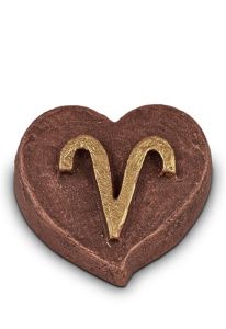 Hartvormige mini urn met sterrenbeeld, keuze uit 12 tekens