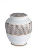 Mini urn van porselein 'Classica' | klavertjes vier met dubbele goudkleurige boorden
