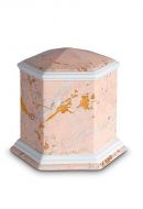 Mini urn van porselein 'Esagono' | Roze marmer motief