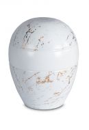 Porseleinen urn 'Planet' - Carrara marmer met goudkleurige aders motief
