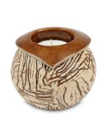 Handgemaakte kaarshouder mini urn 'Ares' beige