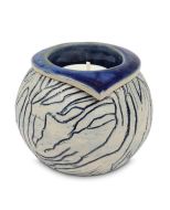 Handgemaakte kaarshouder mini urn 'Ares' blauw