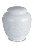 Urn van porselein 'Classica' | mat platinumkleurige bladeren