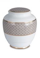 Urn van porselein 'Classica' | klavertjes vier met dubbele goudkleurige boorden