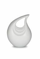 Kleine aluminium urn 'Traandruppel' mat wit