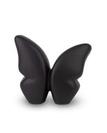 Kleine handgemaakte vlinderurn van keramiek - zwart