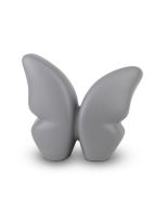 Kleine handgemaakte vlinderurn van keramiek - grijs