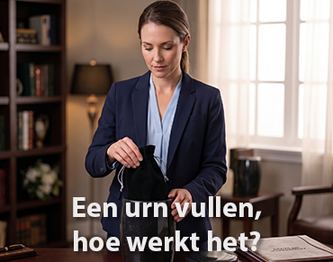 Uitleg over het vullen en sluiten van een urn